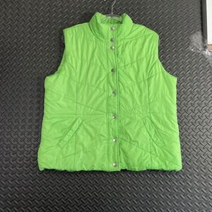 Athletech Green Puffer‎ Vest Snap Button Quilted Casual Wear Men's Size XL